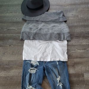 White House Black Market grey shrug sweater